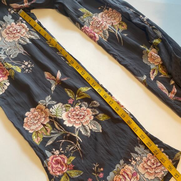 Angie Charcoal Gray Floral Tie Waist Pants Womens Small High Waisted Wide Legs - Picture 11 of 11